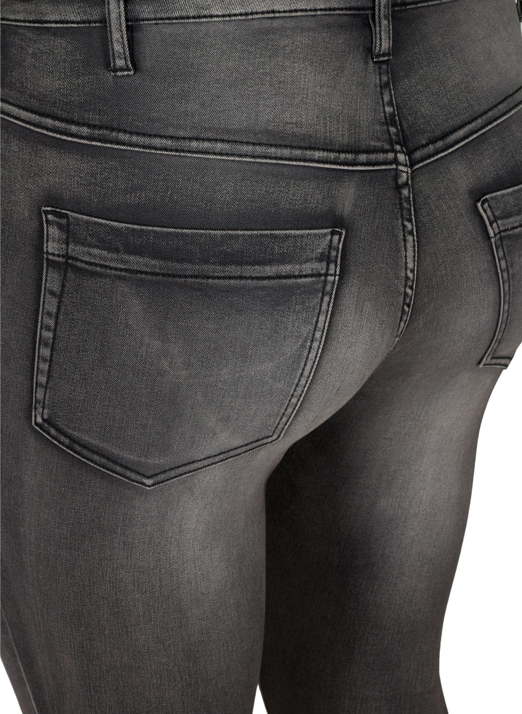 ZizziSuper slim Amy jeans med h&oslash;j talje, Dark Grey Denim, Packshot image number 3