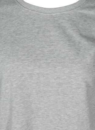 Cropped sweatshirt med rund hals, Light Grey Melange, Packshot image number 2