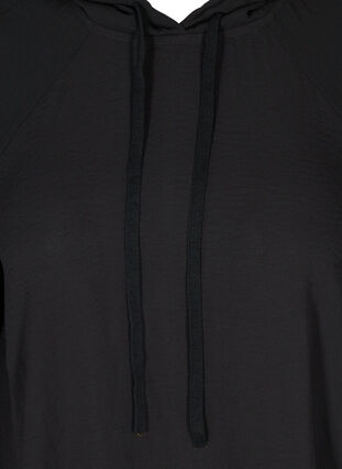 Bluse med hætte og 3/4 ærmer, Black, Packshot image number 2