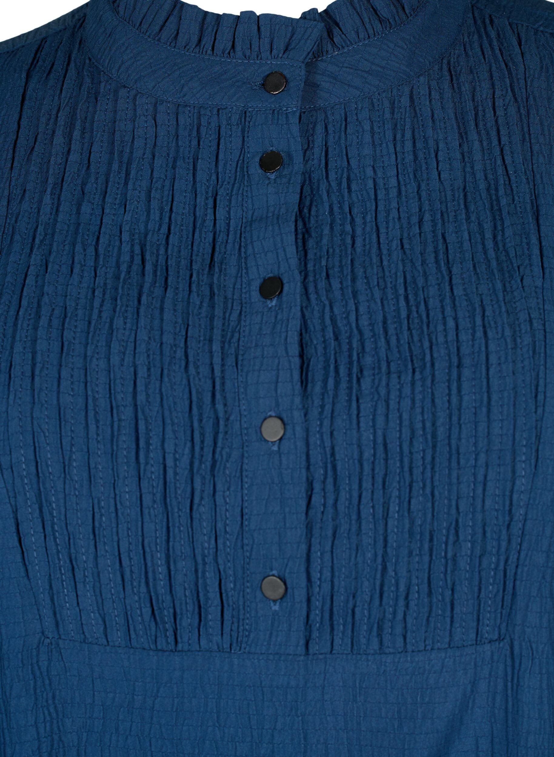 Zizzi Lang&aelig;rmet bluse med fl&aelig;sekrave, Dress Blues, Packshot image number 2