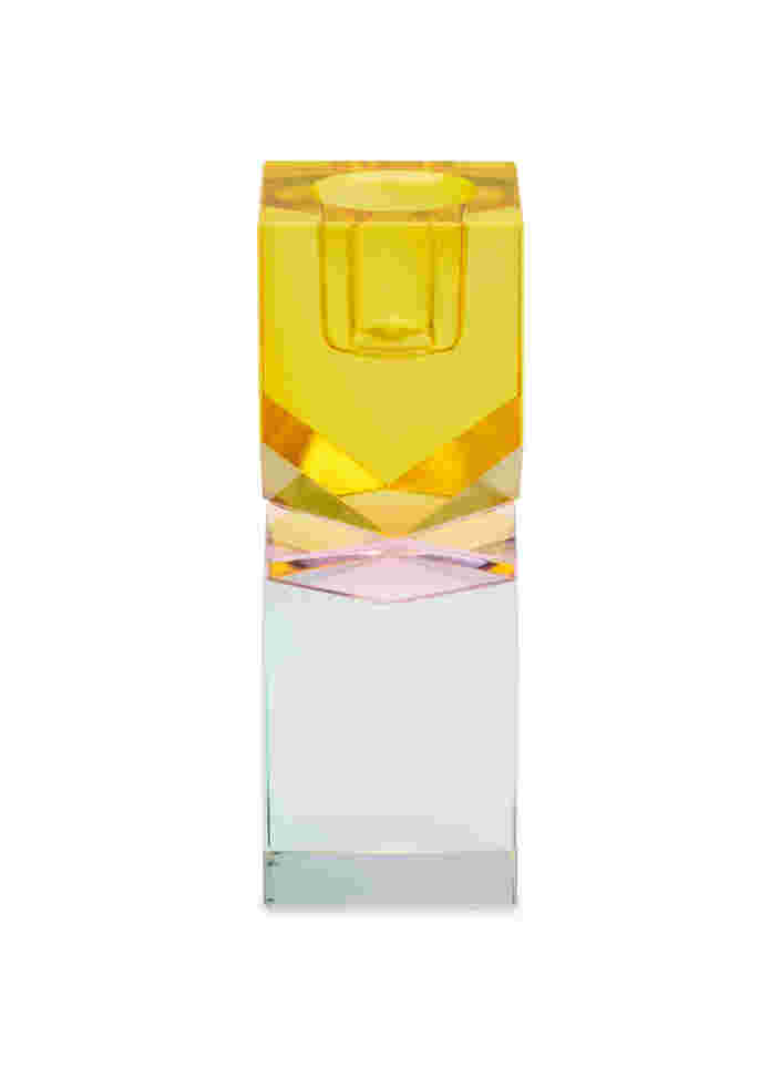 Lysestage i krystalglas, Gul/Pink/Mint, Packshot