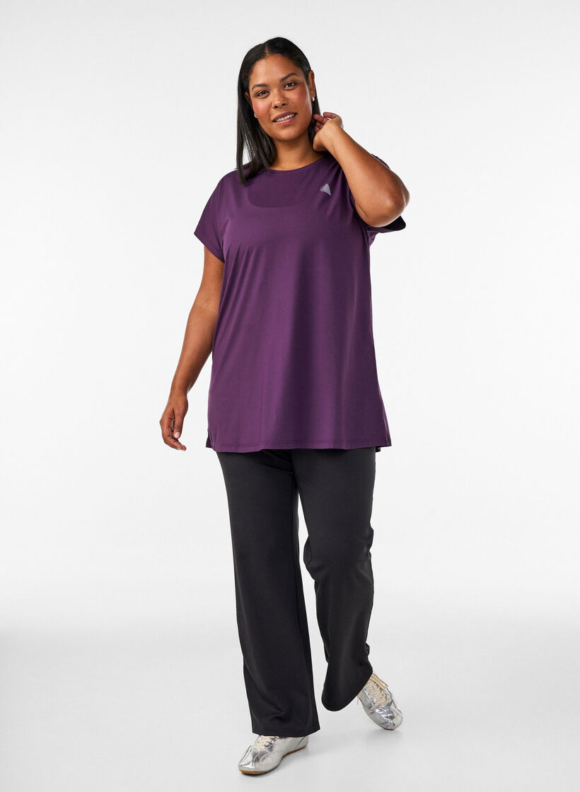 Lang tr&aelig;nings t-shirt, Lilla, Model image number 1