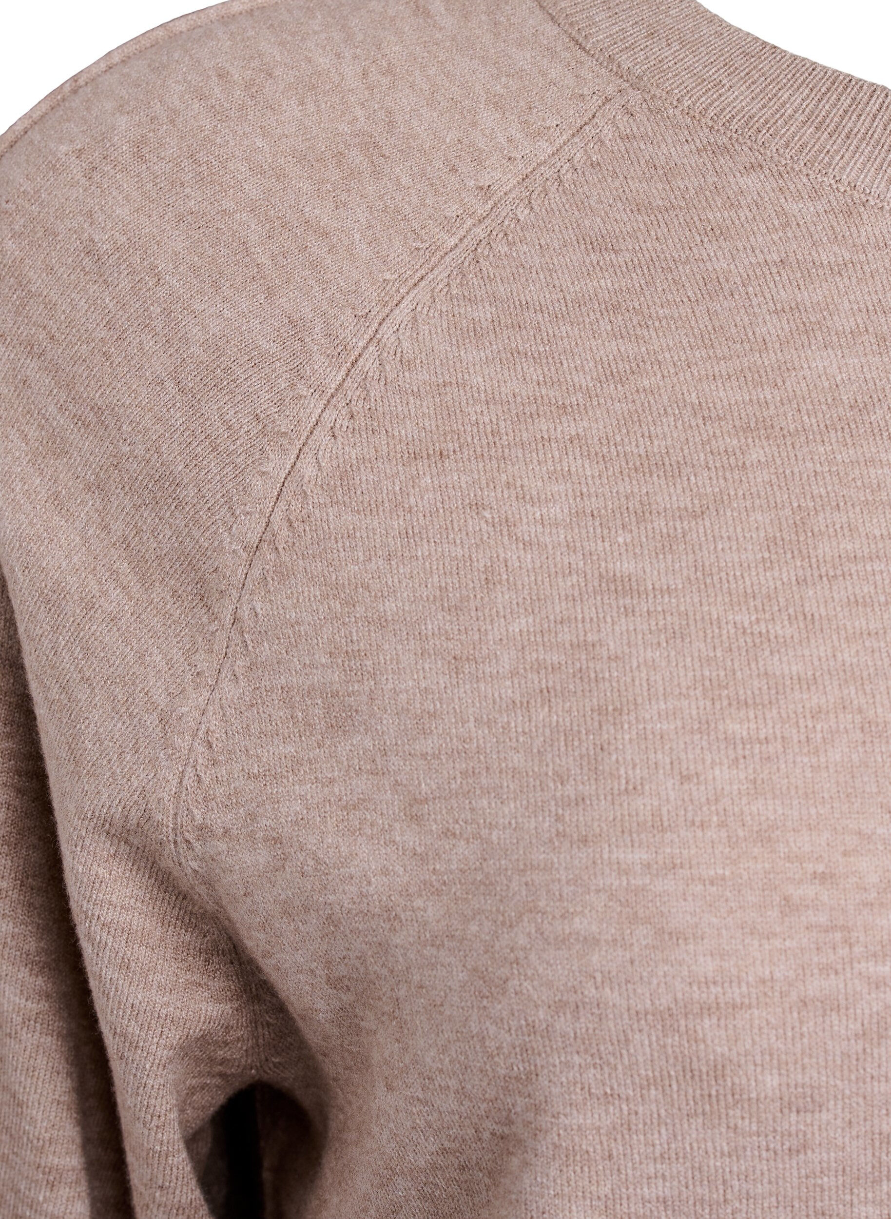 Zizzi Strikbluse med midters&oslash;m og raglan&aelig;rmer, Beige, Packshot image number 3