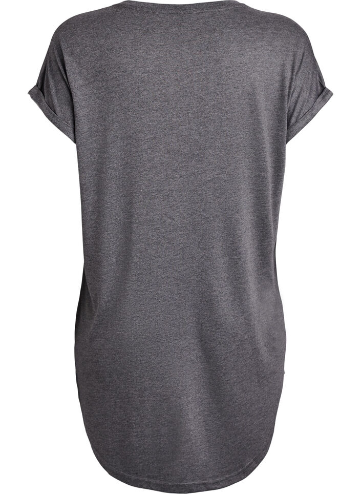 Kort&aelig;rmet natkjole med tekstprint, Sort, Packshot image number 1