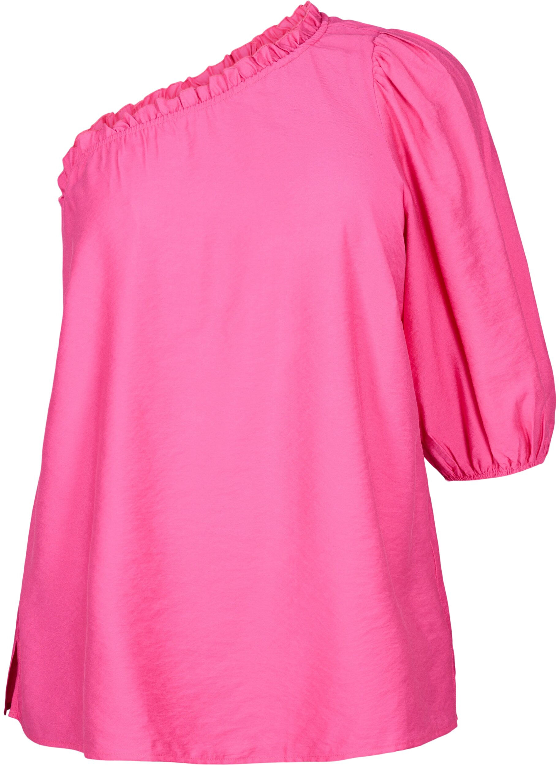 Zizzi One-shoulder bluse i viskose, Lyser&oslash;d, Packshot image number 0