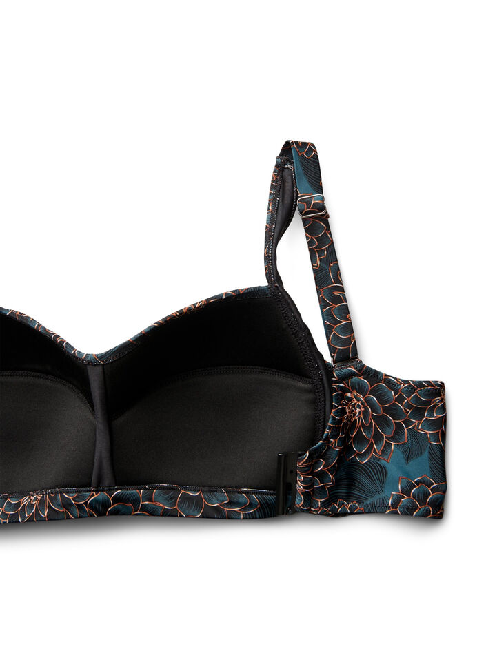 Bikini overdel med vattering og print, Bl&aring;, Packshot image number 3