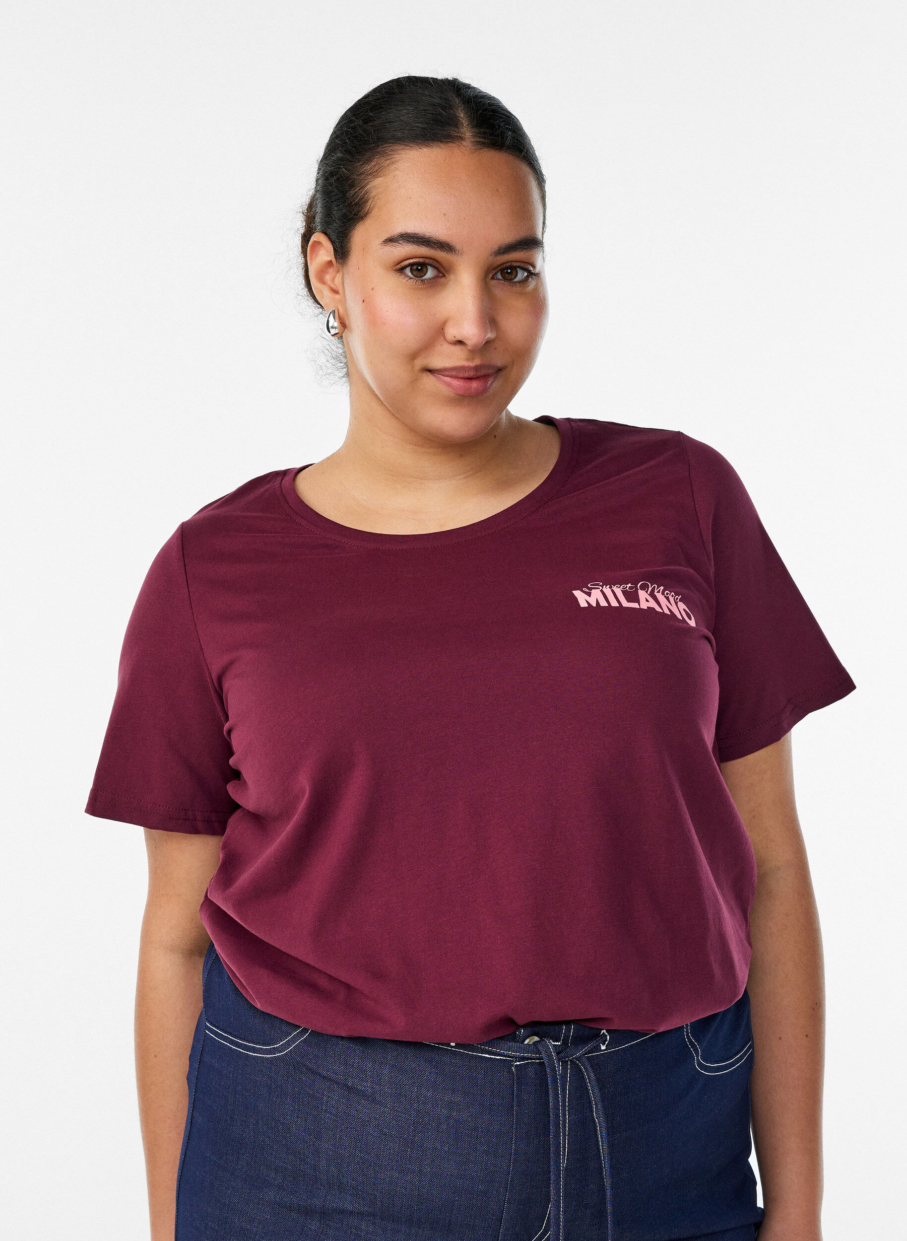 T-shirt med motiv, R&oslash;d, Model