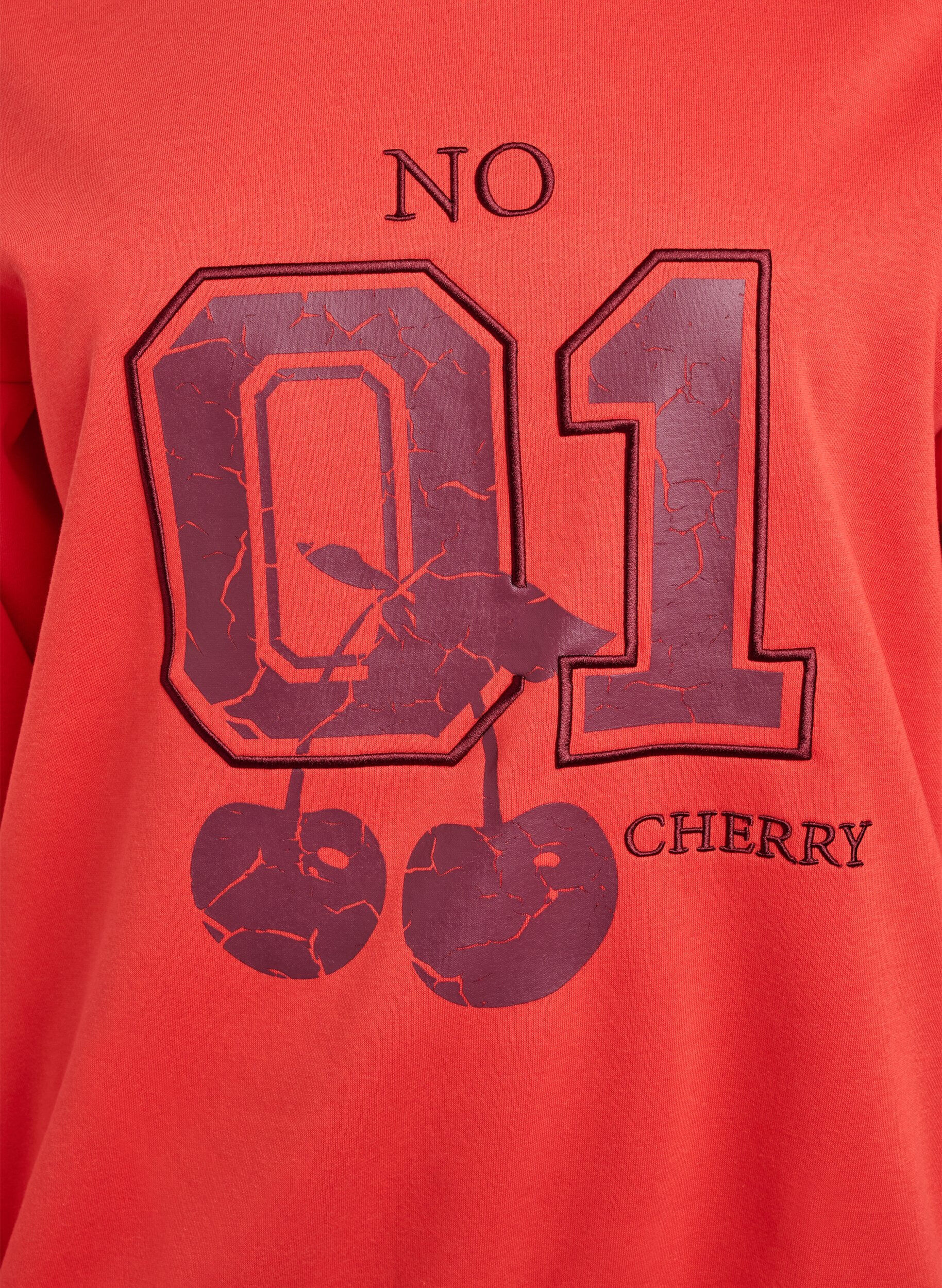 ZizziSweatshirt med frontmotiv, R&oslash;d, Packshot image number 2