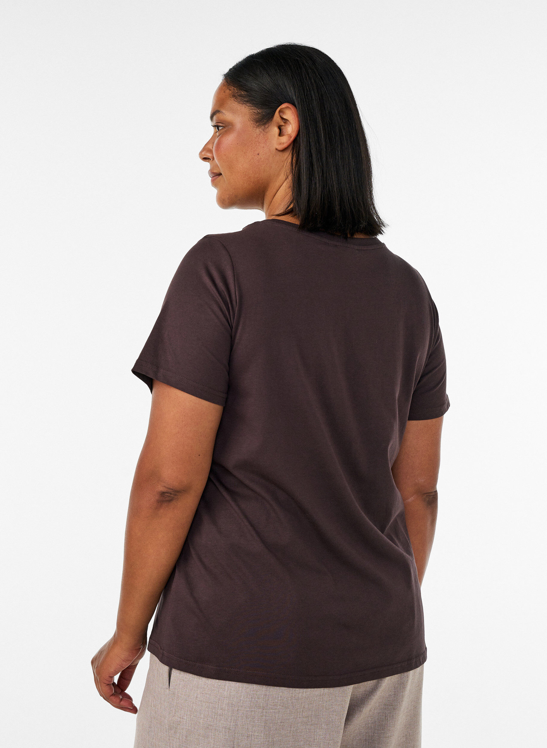 ZizziT-shirt i bomuld med frontmotiv, Brun, Model image number 2
