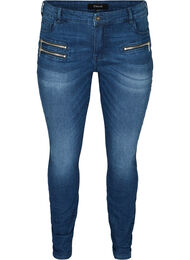 Sanna jeans med lynlås detaljer, Blue denim