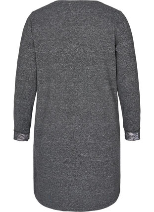 Kjole med lange ærmer og blonder, Dark Grey Melange, Packshot image number 1