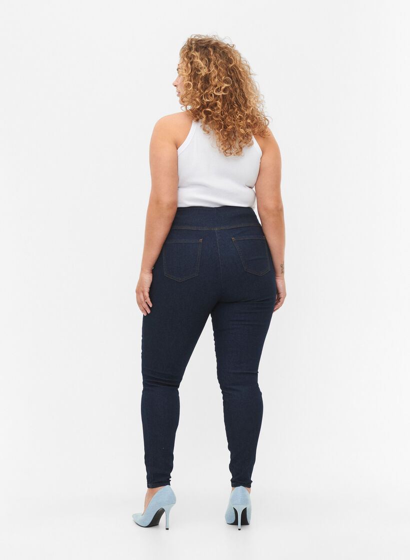 Stretchy jeggings i bomuldsmix, Dark blue, Model image number 1