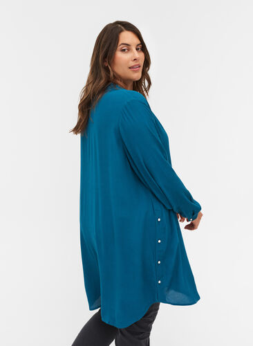 Viskose tunika med perler, Moroccan Blue, Model image number 1