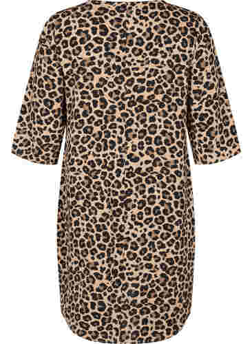 Printet kjole med 3/4 ærmer, Leopard, Packshot image number 1
