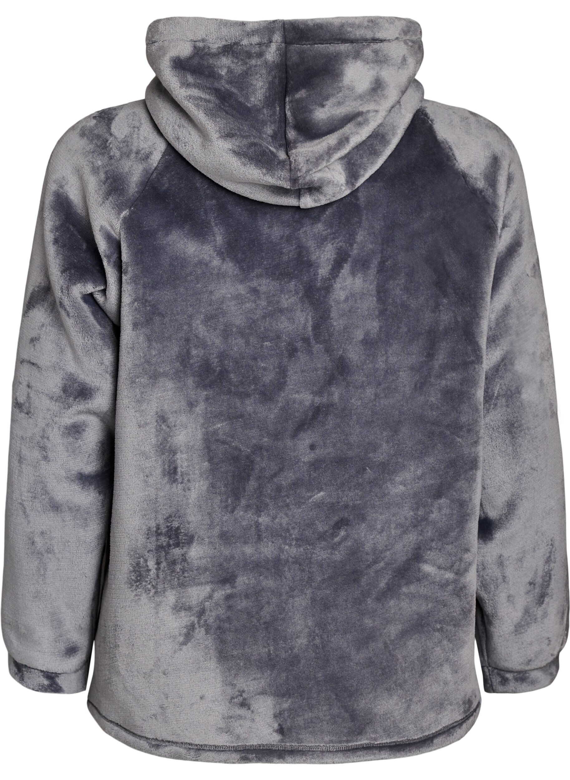 ZizziVelour h&aelig;ttetr&oslash;je med k&aelig;ngurulomme, Gr&aring;, Packshot image number 1