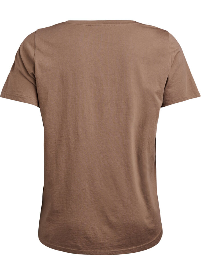 FLASH - T-shirt med v-hals, Brun, Packshot image number 1