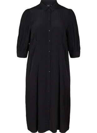 Skjorte kjole i viskose, Black, Packshot image number 0