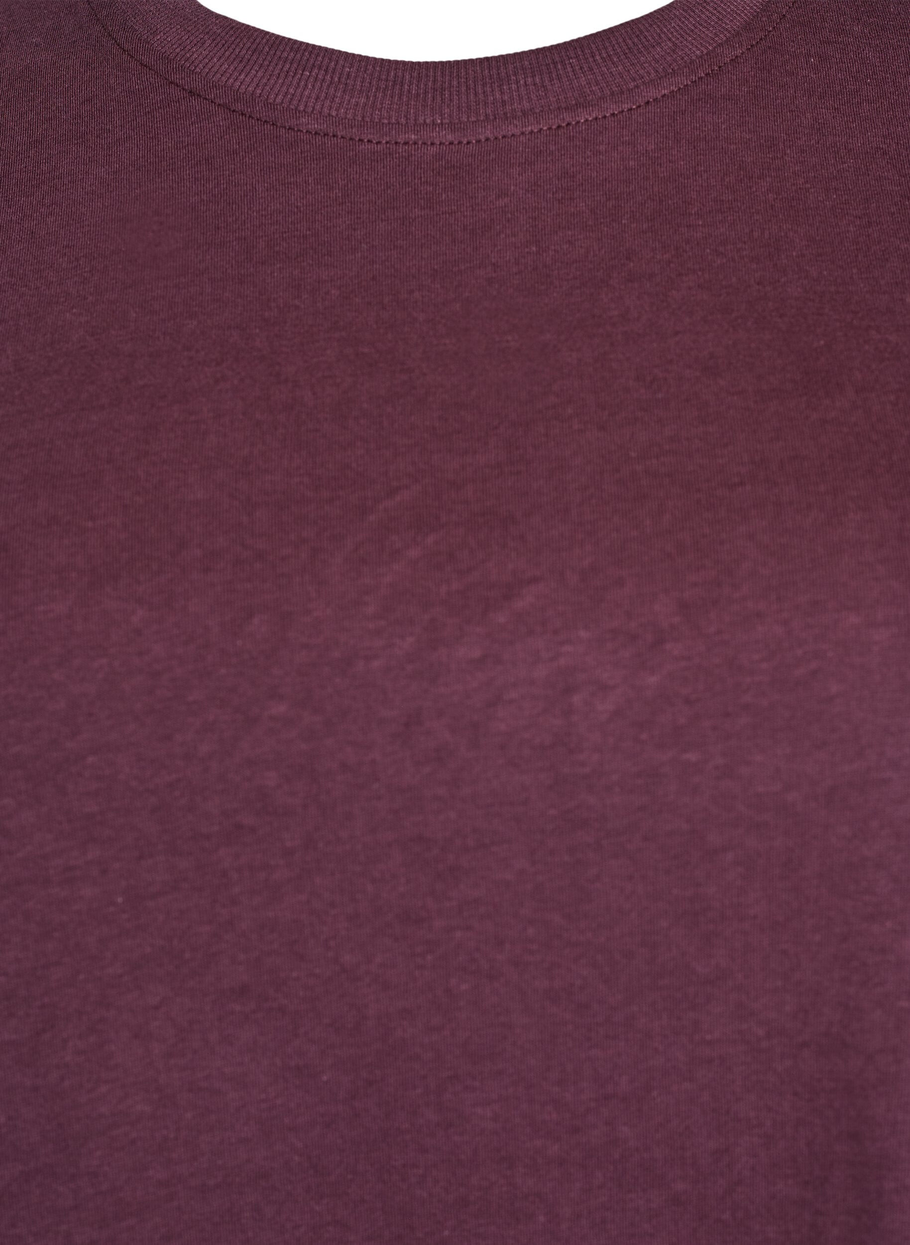 ZizziBasis t-shirt i bomuld med rund hals , M&oslash;rk Bordeaux, Packshot image number 2