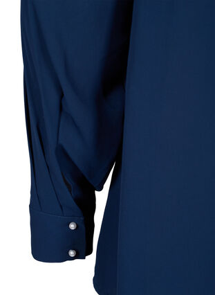 Langærmet bluse med høj hals , Navy Blazer, Packshot image number 3