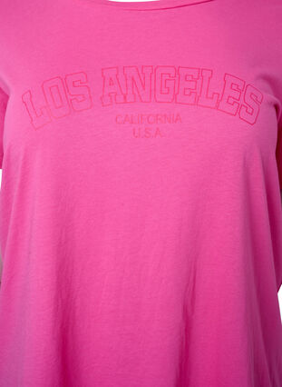 Bomulds t-shirt med tekstprint, Shocking Pink W. LOS, Packshot image number 2