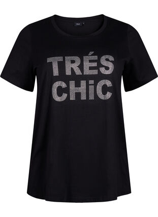 T-shirt med nitter i økologisk bomuld, Black W. TRÉS, Packshot image number 0