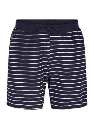 Bomulds shorts med lommer, Blue Stripe, Packshot image number 0