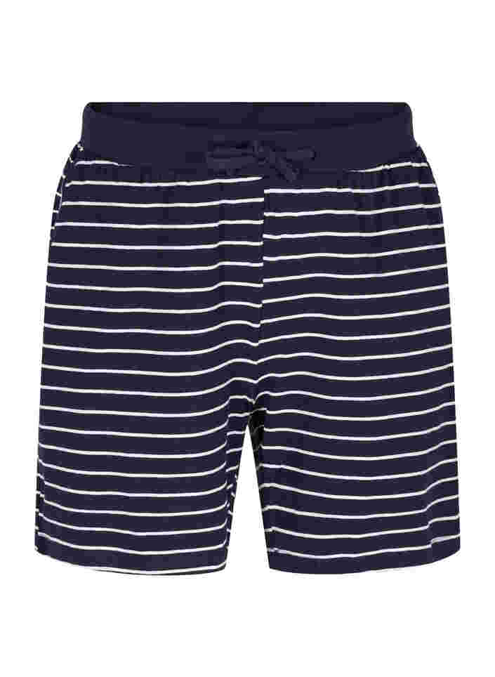 Bomulds shorts med lommer, Blue Stripe, Packshot image number 0