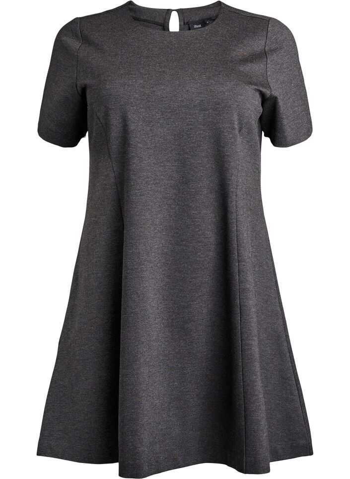 Kort jerseykjole med A-facon, Gr&aring;, Packshot image number 0