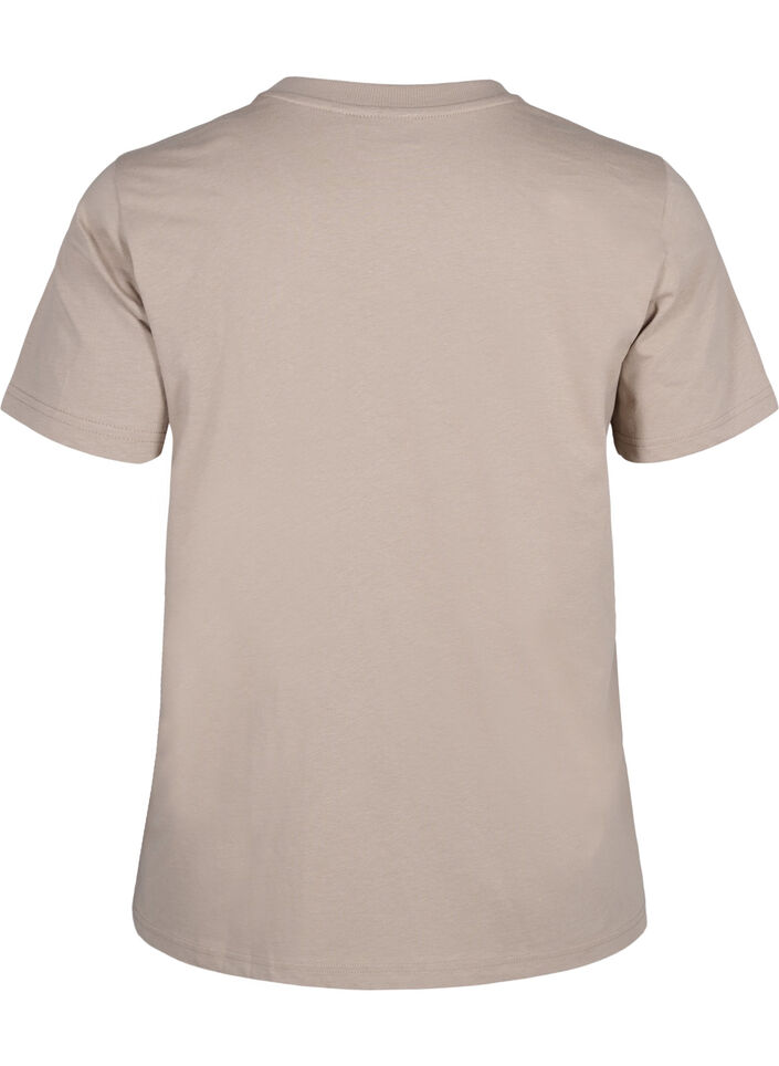 Basis t-shirt i bomuld med rund hals , Beige, Packshot image number 1