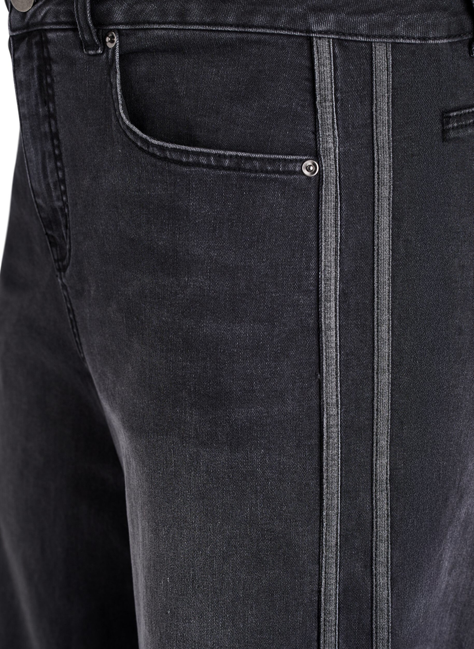 ZizziWide fit jeans med lodrette denimdetaljer, Gr&aring;, Packshot image number 2