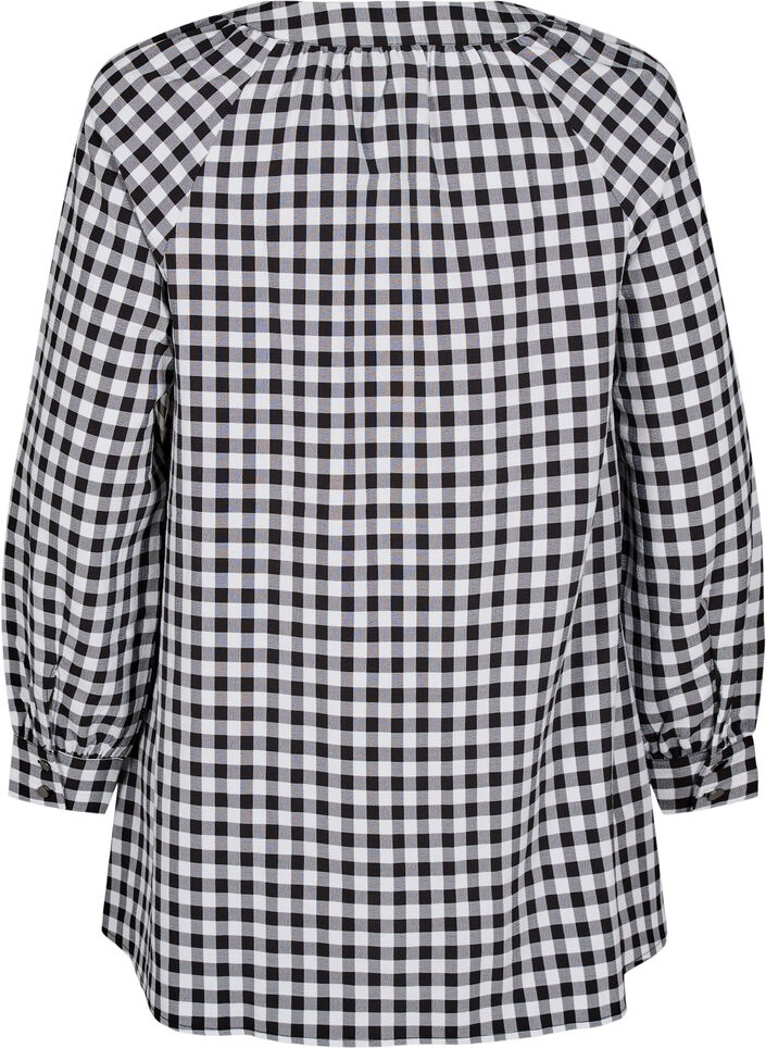 Ternet tunika med V-hals, Black/W. Gingham, Packshot image number 1
