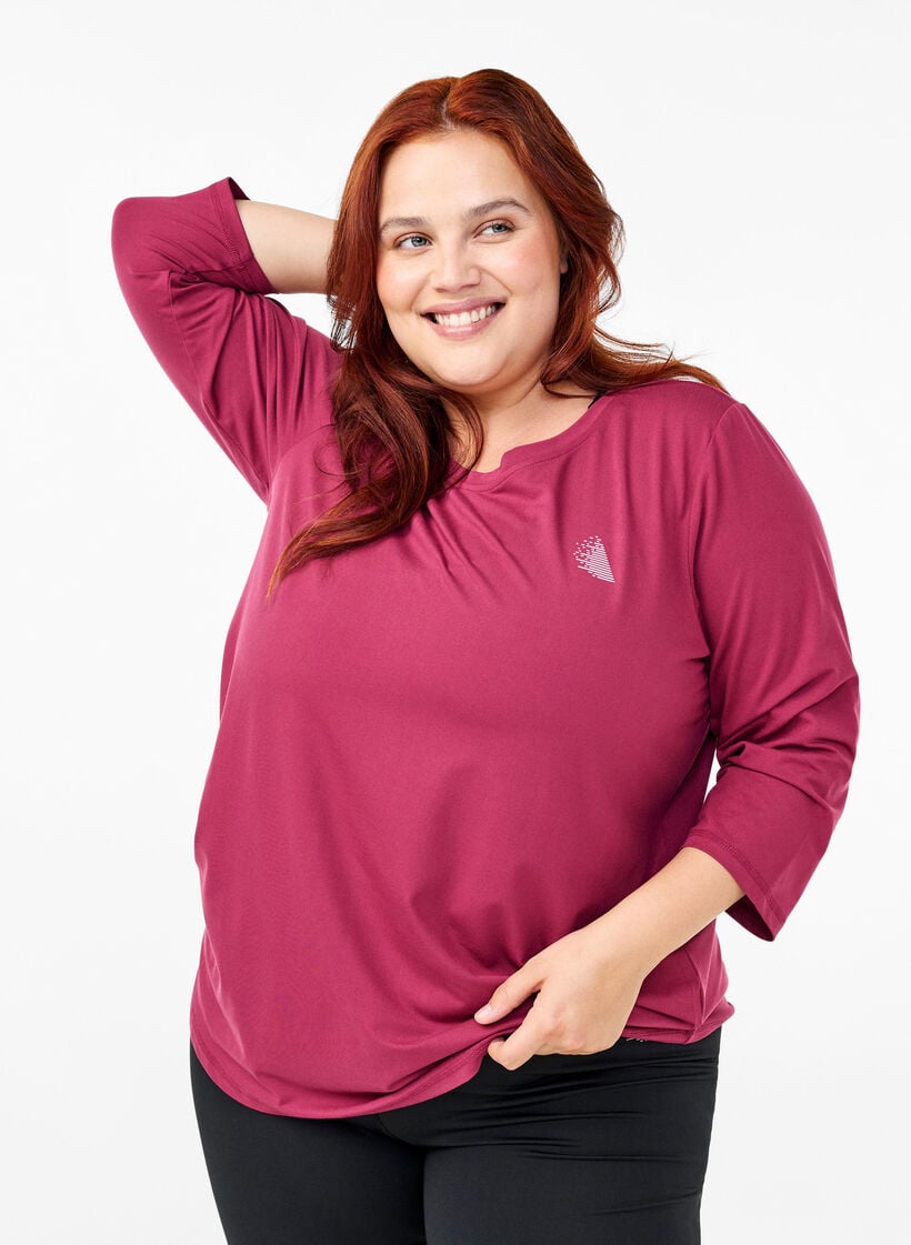 Tr&aelig;ningsbluse med 3/4 &aelig;rmer, R&oslash;d, Model image number 0