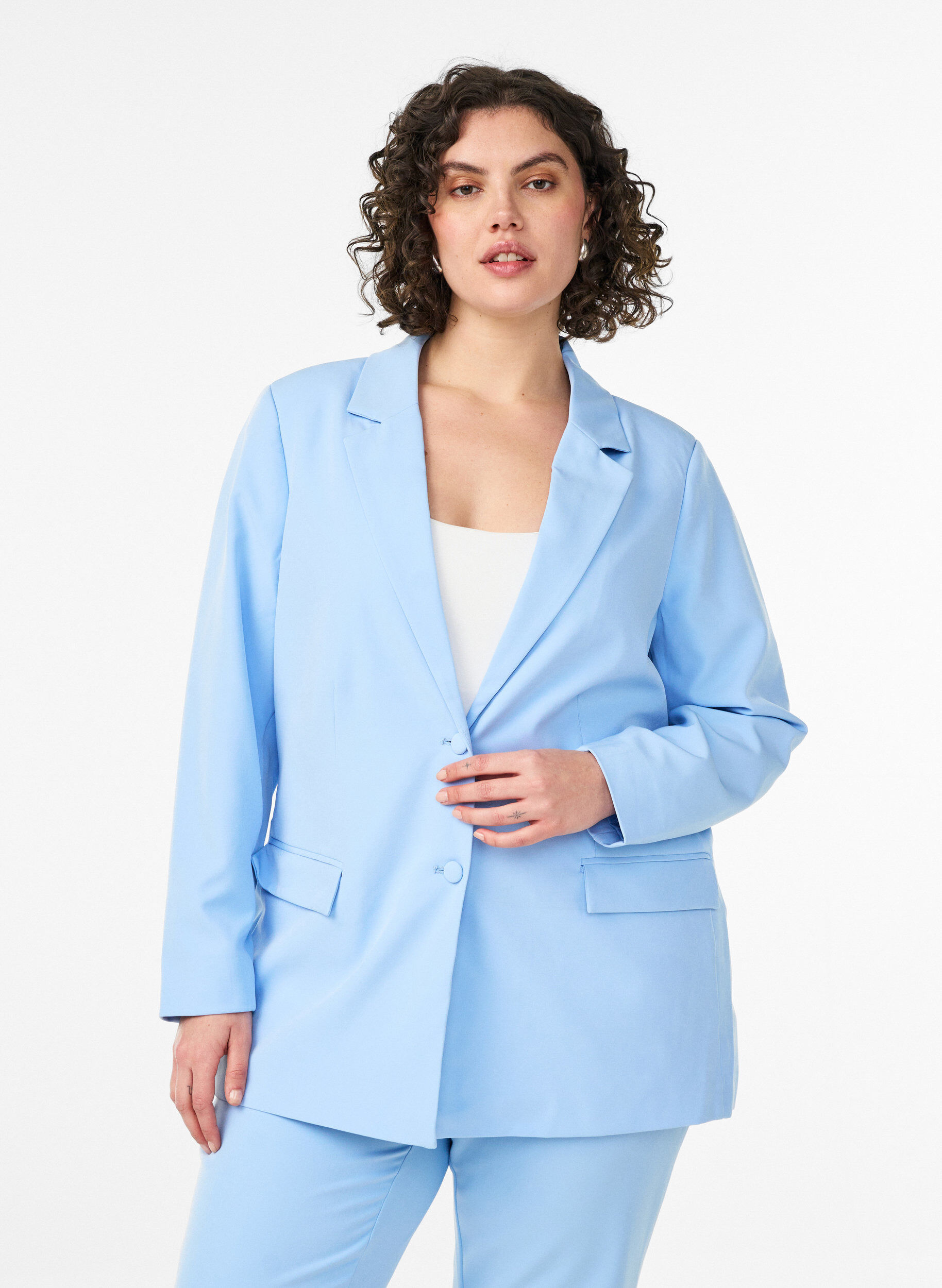 Klassisk blazer med knaplukning, Bl&aring;, Model