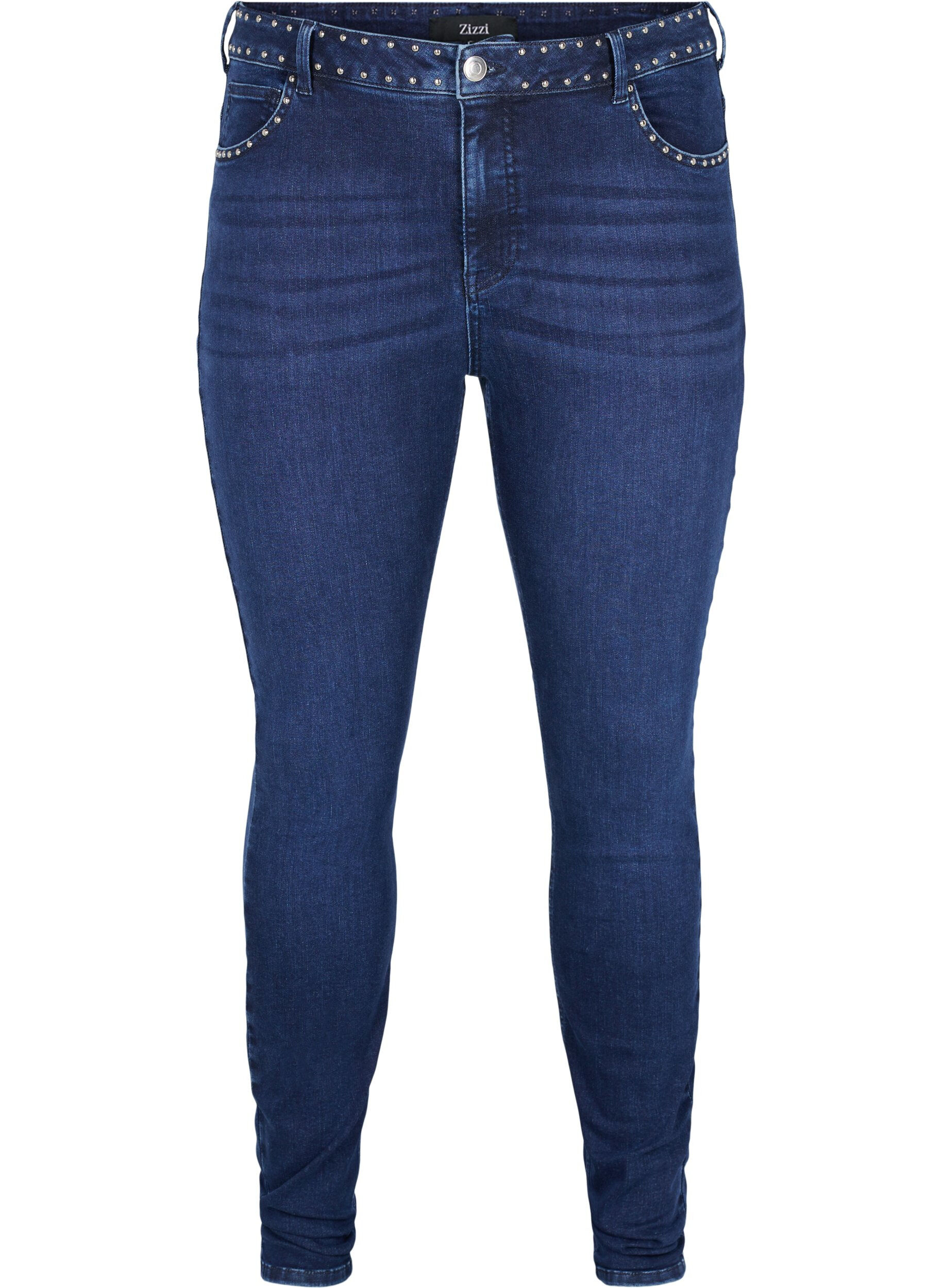 Zizzi Super slim Amy jeans med nitter, Dark blue, Packshot image number 0