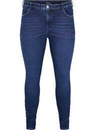 Super slim Amy jeans med nitter, Dark blue