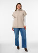 Strikvest med rullekrave og kabelstrik, Beige, Model image number 1
