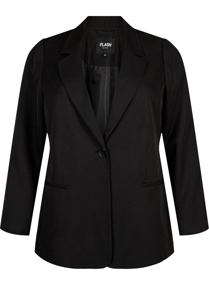 FLASH - Enkel blazer med knap, Sort, Packshot image number 0