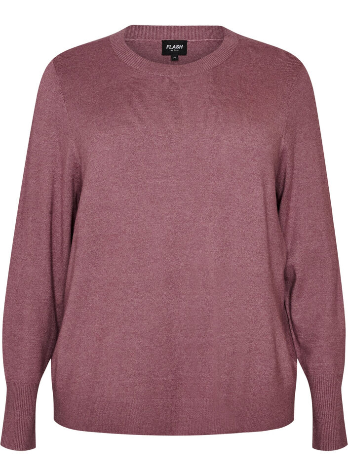 Strikbluse med rund hals, Lyser&oslash;d, Packshot image number 0