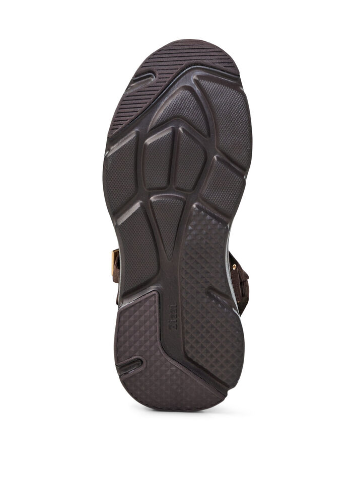 Komfortsandal med velcro og svangst&oslash;tte, Brun, Packshot image number 4