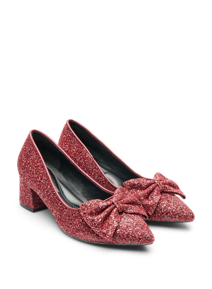 Glitter pump med sl&oslash;jfe, R&oslash;d, Packshot image number 1