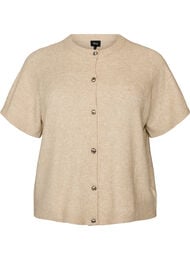 Strik cardigan med korte &aelig;rmer, Beige