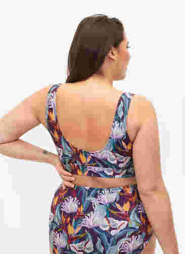 Printet bikini top med rund halsudskæring, Deep Tropical Print, Model image number 1