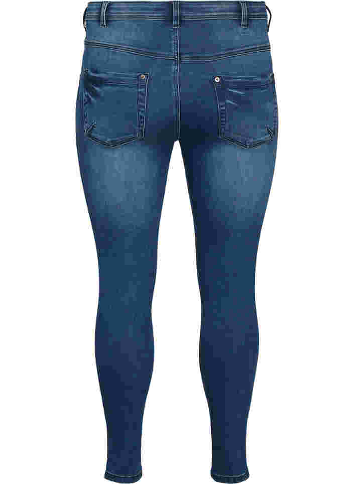 Cropped Amy jeans med lynlås, Dark blue denim, Packshot image number 1