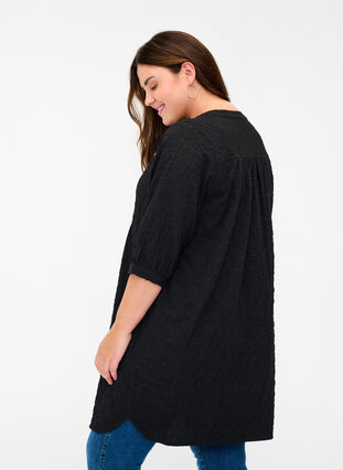 Skjorte tunika med 3/4 ærmer, Black, Model image number 1