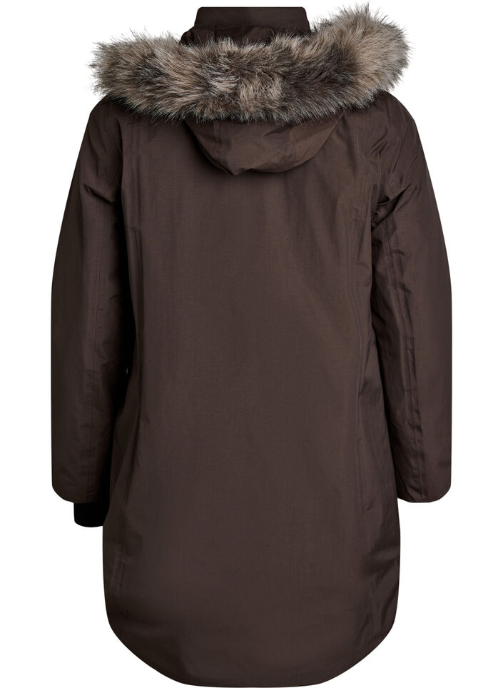 Vandt&aelig;t parka vinterjakke med h&aelig;tte, Brun, Packshot image number 1