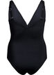 Badedragt med v-udskæring og broderi, Black, Packshot image number 1
