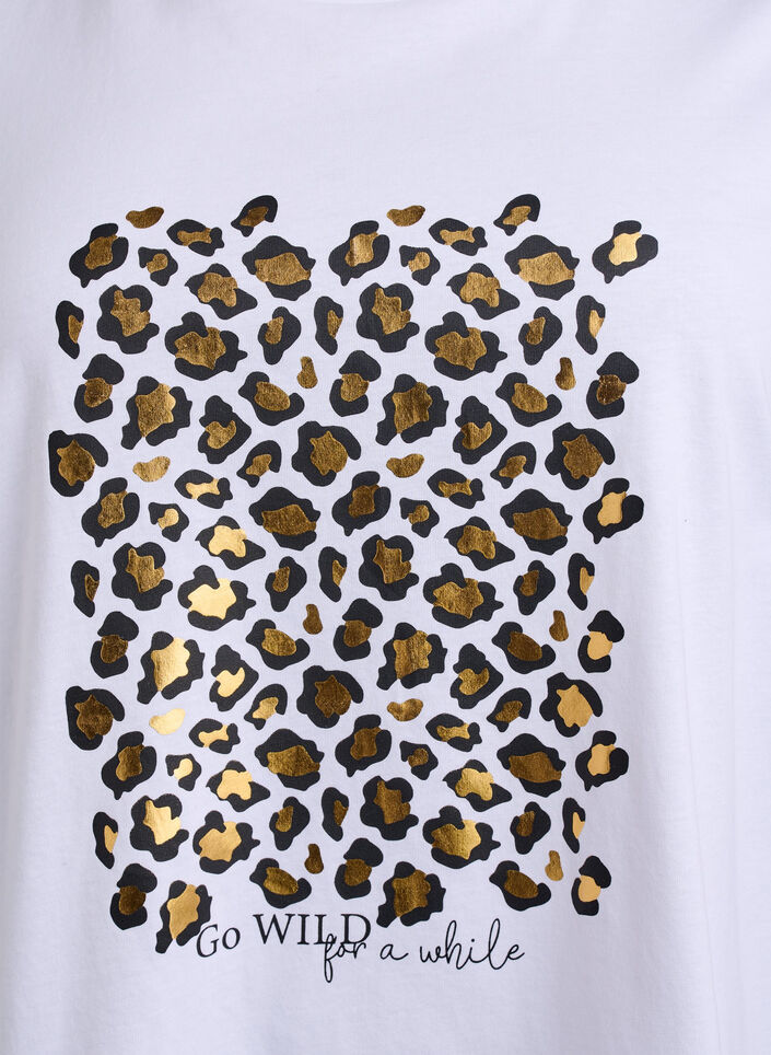 T-shirt med leopard motiv , Bright White w. Leo, Packshot image number 2