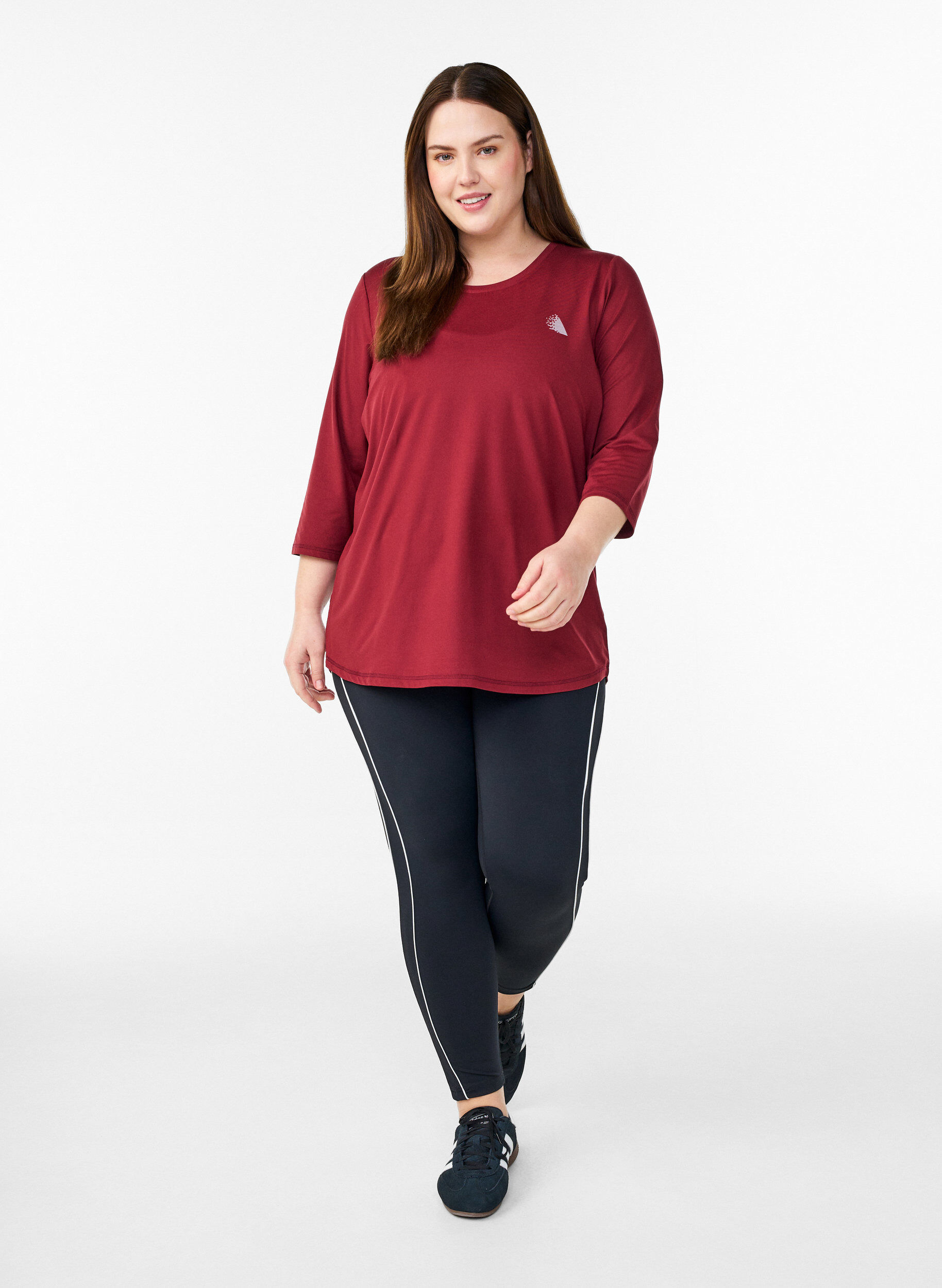 ZizziTr&aelig;ningsbluse med 3/4 &aelig;rmer, R&oslash;d, Model image number 1