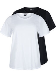FLASH - 2-pak t-shirts med rund hals, White/Black