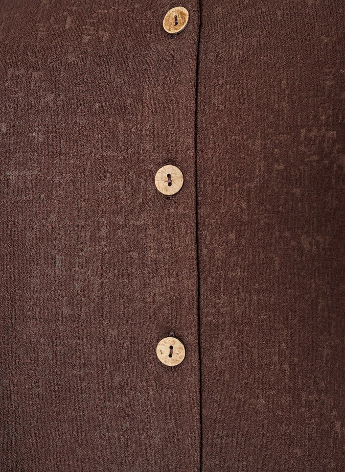 Bluse i bomuld med struktur og knaplukning, Brun, Packshot image number 2